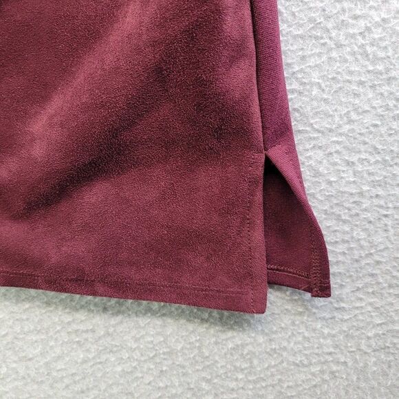 Chicos Top Womens 3P Red Faux Suede Ponte Bordeaux Tunic Side Slits Boho Classy - Picture 5 of 15